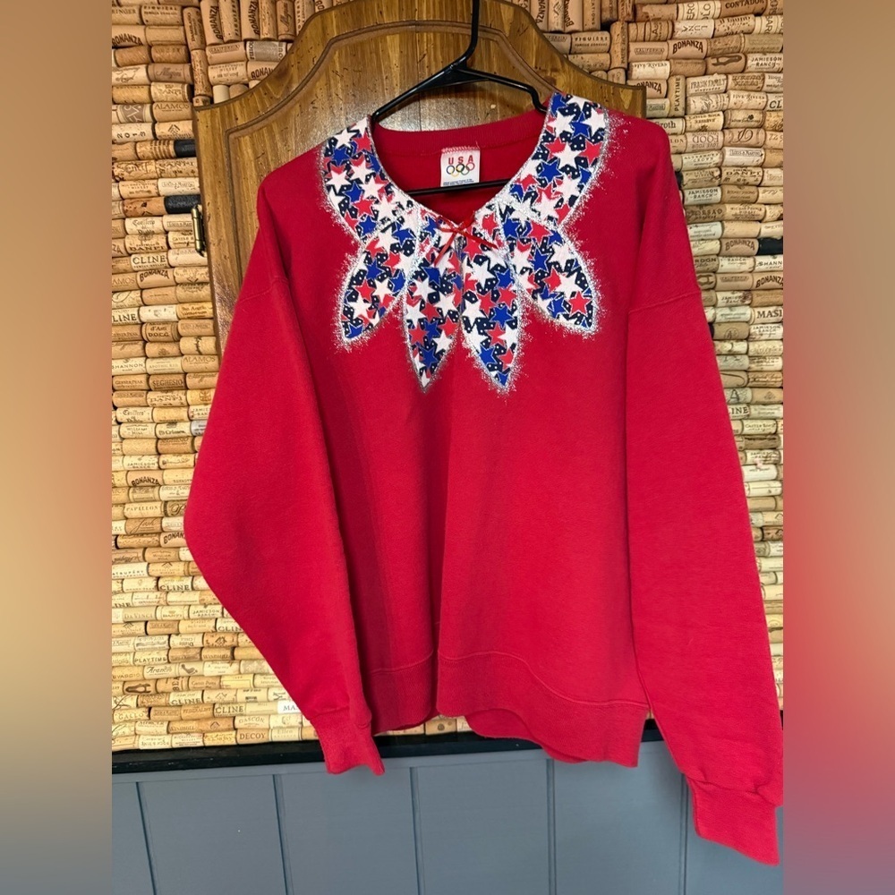 RARE! Vintage 90’s USA Olympics glitter Red white and
Blue sweatshirt sz XL - Picture 2 of 6